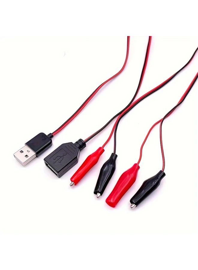2pcs Male And Female Alligator Clip Test Leads With USB Connector Cables - Image 1