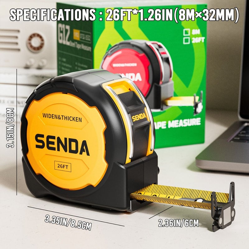 26 Ft Industrial Tape Measure Stainless Steel Waterproof Magnetic Hook Non Slip Heavy Duty Retractable Ruler Thumb Lock - Image 5