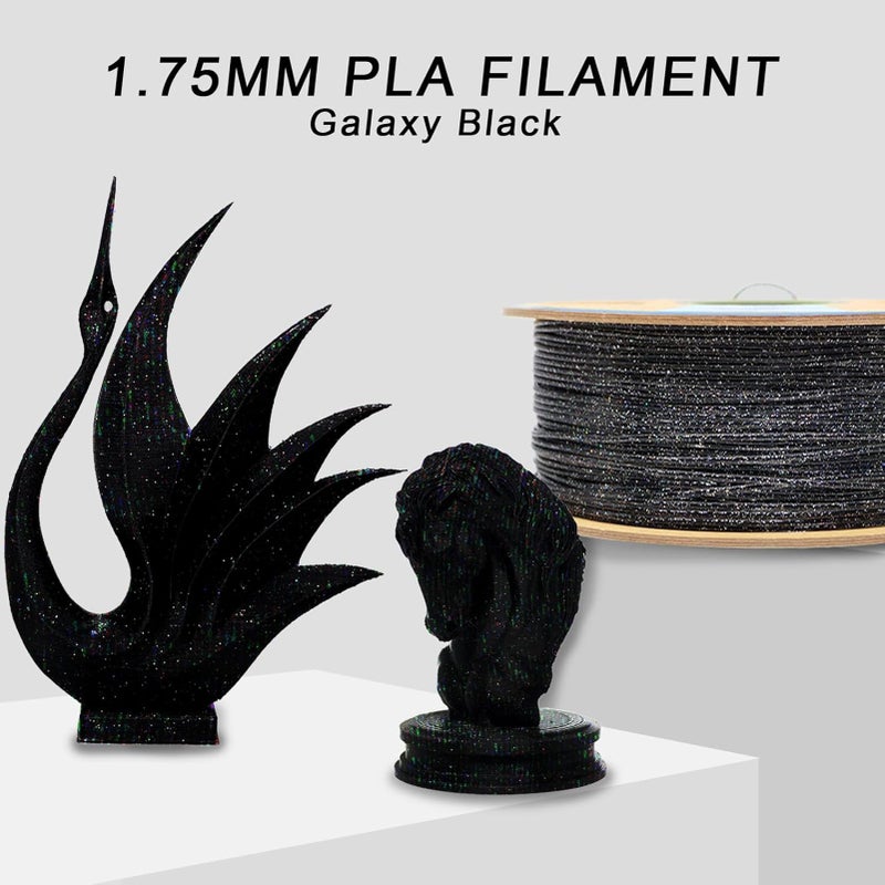 3D Printer Filament 1.75mm PLA Glow in the Dark 3D Printing Material Compatible with FDM 3D Printers Accuracy +/-0.03mm Standard 1 Roll 1KG(2.2lbs) - Galaxy Black - Image 5