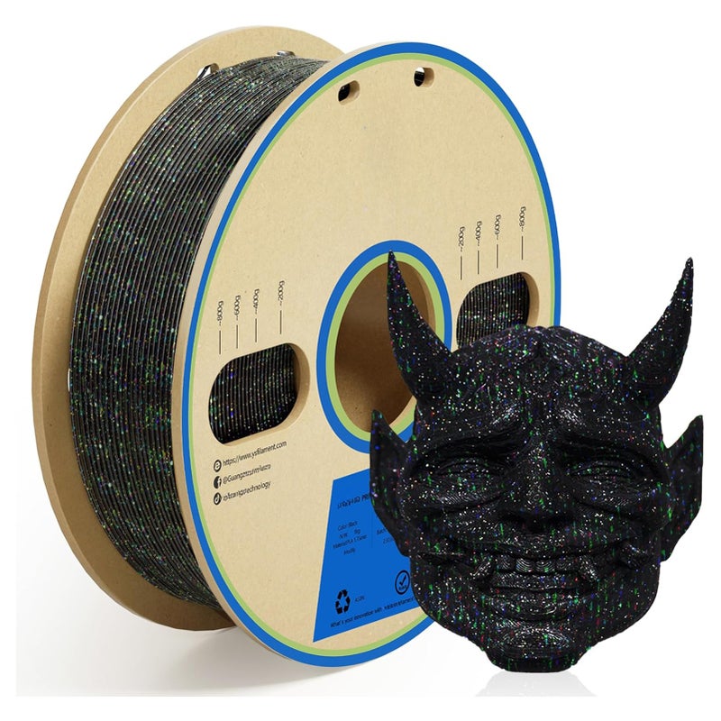 3D Printer Filament 1.75mm PLA Glow in the Dark 3D Printing Material Compatible with FDM 3D Printers Accuracy +/-0.03mm Standard 1 Roll 1KG(2.2lbs) - Galaxy Black - Image 1