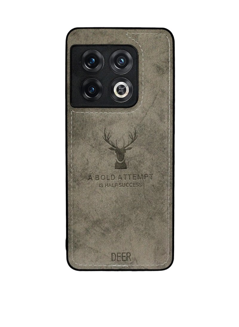 Generic - Soft Texture Digital Patterned TPU Cloth Dirt-Resistant, Antishock, Anti-Fingerprint, Full Body Protective Case for One Plus 10 Pro (Gray) - Image 1