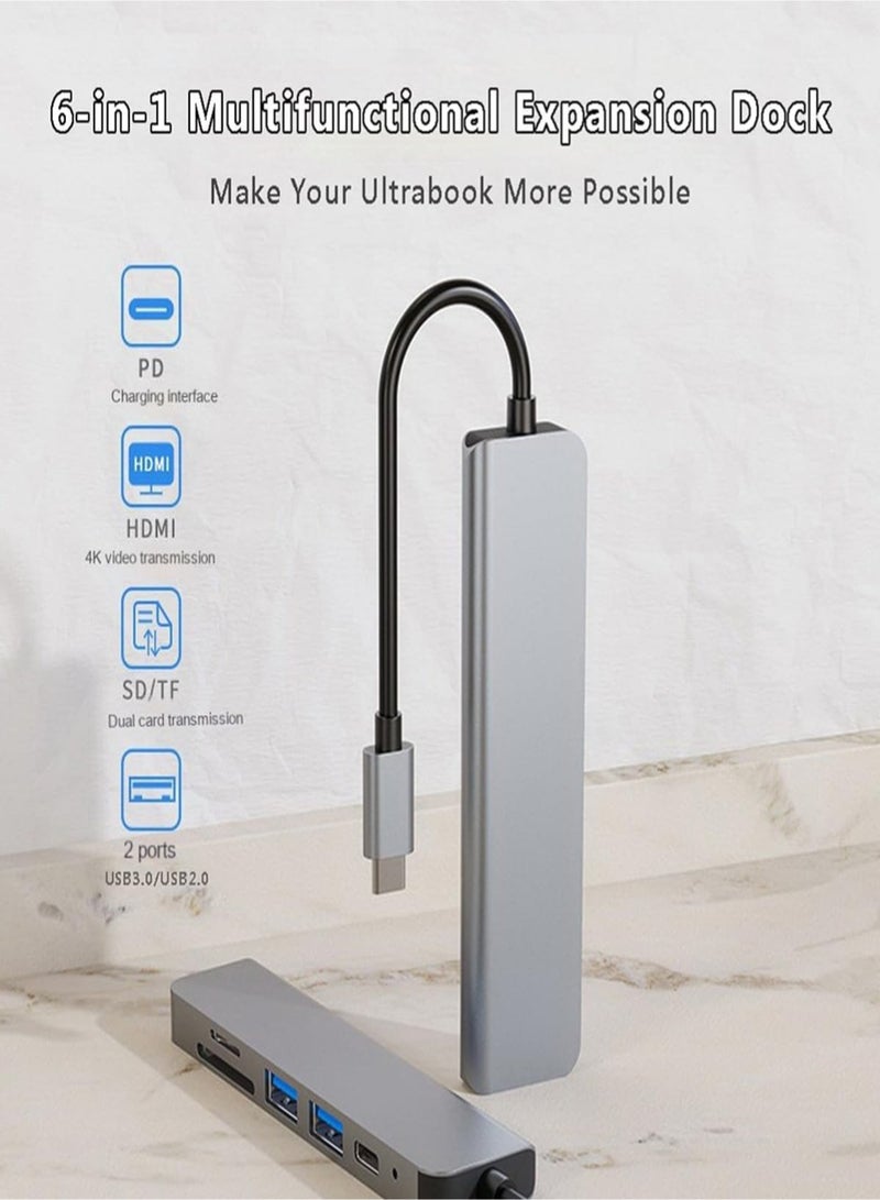 Hub Adapter 6in1 4k 100W 2X Usb-A Usb-C 3.0 4K Hdmi Micro Sd Tf Sd  - Image 2