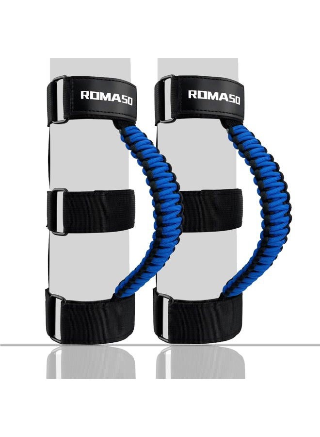 ROMASO Grab Handles for Jeep Wrangler,Roll Bar Grab Handles,Paracord Material,Black/Blue,Pack of 2 - Image 1