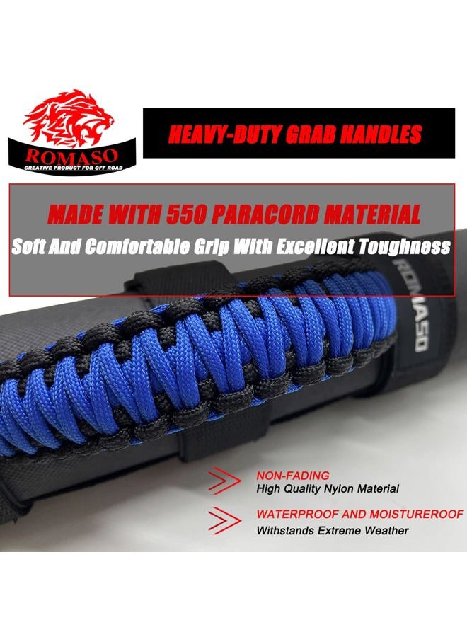 ROMASO Grab Handles for Jeep Wrangler,Roll Bar Grab Handles,Paracord Material,Black/Blue,Pack of 2 - Image 3
