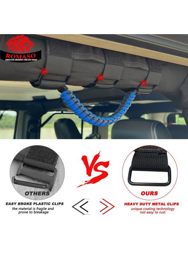 ROMASO Grab Handles for Jeep Wrangler,Roll Bar Grab Handles,Paracord Material,Black/Blue,Pack of 2 - Image 4