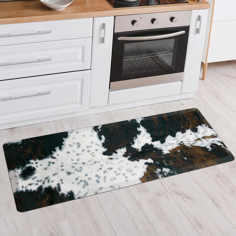 Tyrot Cowhide Kitchen Mat Cushioned Anti Fatigue - 1/2 Inch Thick Western Cow Kitchen Mats for Floor, Non Slip PVC Waterproof Standing Desk Ergonomic Comfort Rugs for Sink, Office, Laundry, 17.3x47 - Image 1