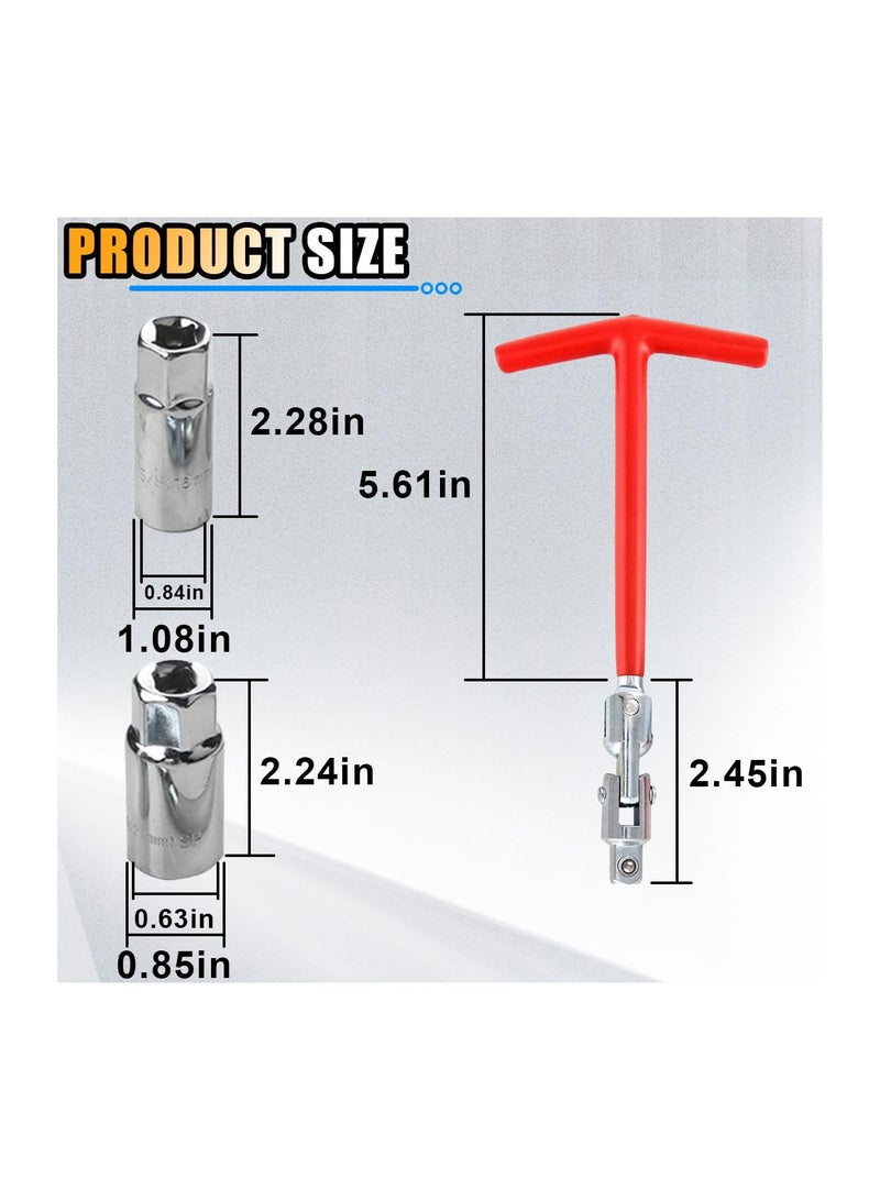 SYOSI Spark Plug Socket Wrench Set, 16mm (5/8") & 21mm (13/16") Remover Tool, Universal Spark Plug Removal & Installation Kit, for Cars, Motorcycles, Lawn Mowers, Torque Wrench, Spark Plug Boot Extractor - Image 2