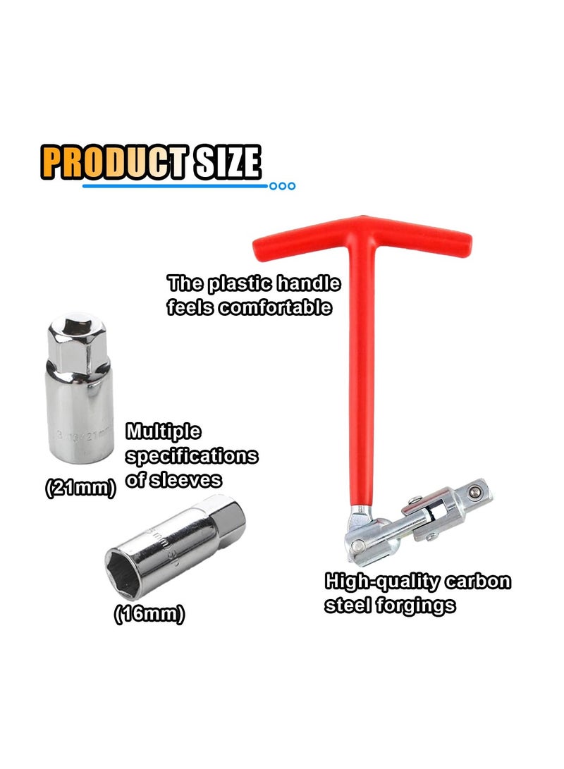 SYOSI Spark Plug Socket Wrench Set, 16mm (5/8") & 21mm (13/16") Remover Tool, Universal Spark Plug Removal & Installation Kit, for Cars, Motorcycles, Lawn Mowers, Torque Wrench, Spark Plug Boot Extractor - Image 3