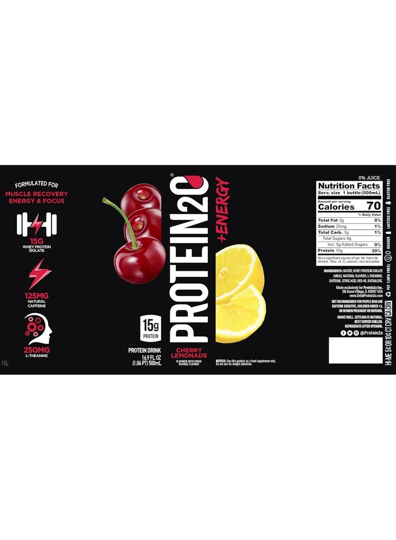 PROTEIN20 Protein20 Protein Infused Water + Energy 500ml Cherry Lemonade Flavor - Image 2