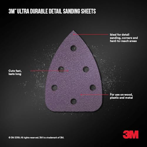 3M Ultra Durable Detail Sanding Sheets, 220 grit, 5/Pack - Image 4