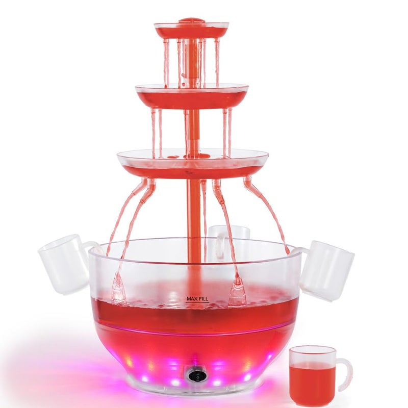 Kusini Drink Fountain for Parties 15 Gal 3 Tier Punch Bowl Drink Tower LED Base 4 Reusable Cups Drink Dispenser Machine for Juice Punch Pani Puri Fountain for Party Hosting Supplies - Image 2