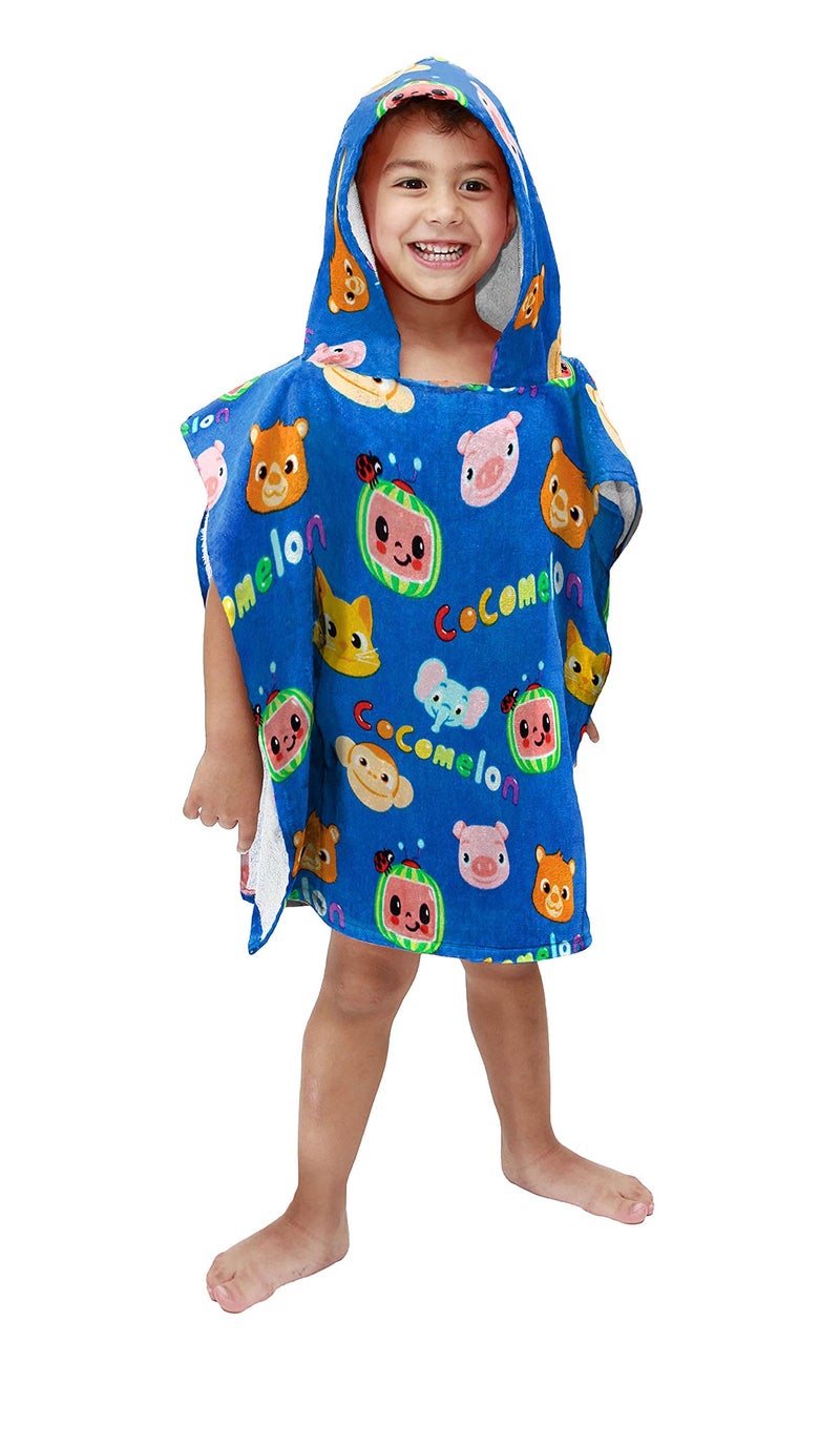 Jay Franco CoComelon Melon BathPoolBeach Hooded Poncho  Super Soft  Absorbent Cotton Towel Measures 28 x 28 Inches Official CoComelon Product