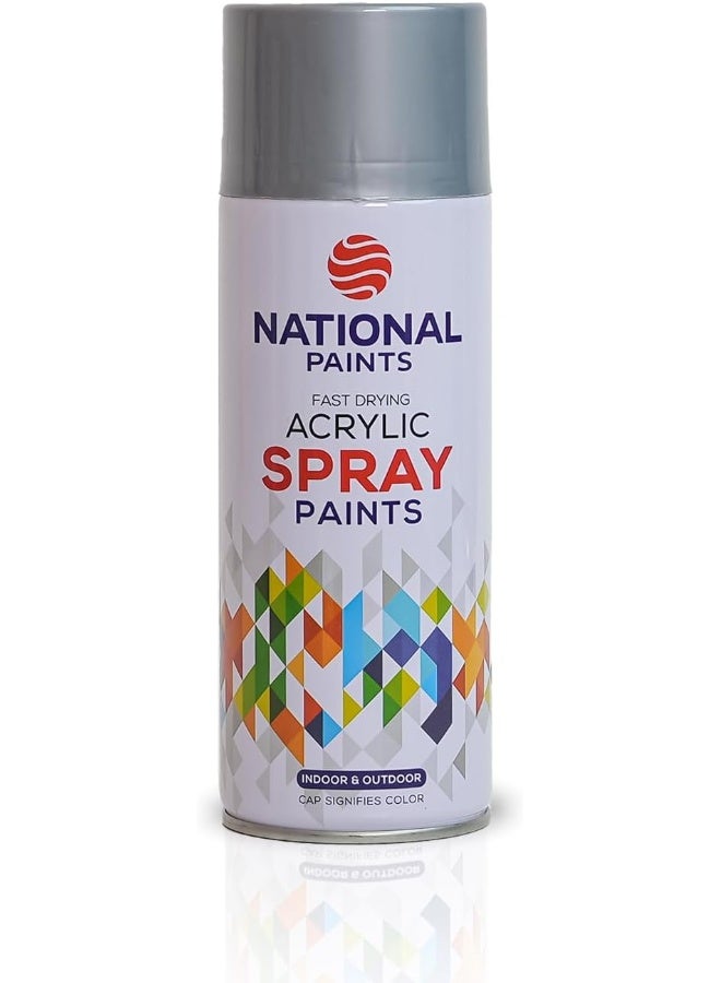 National Paints Fast Drying Acrylic Spray Paint - Silver-500 - Image 1