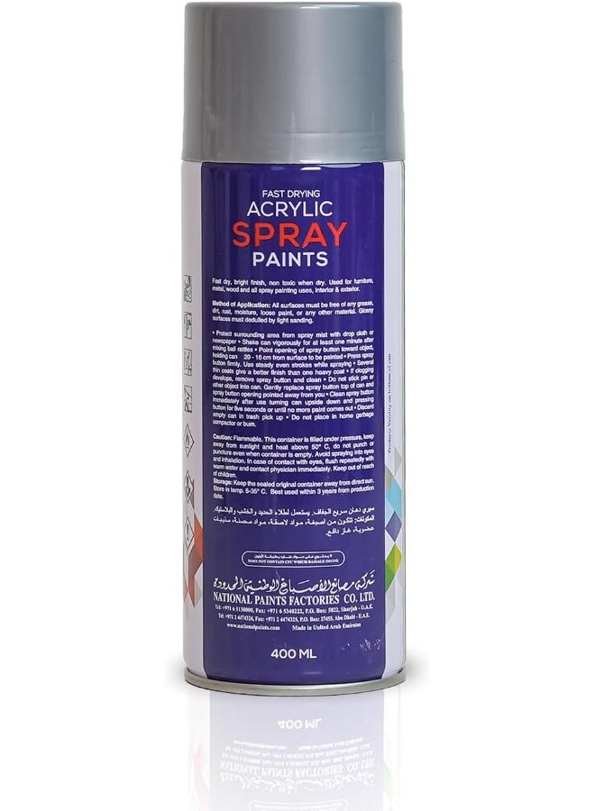 National Paints Fast Drying Acrylic Spray Paint - Silver-500 - Image 2
