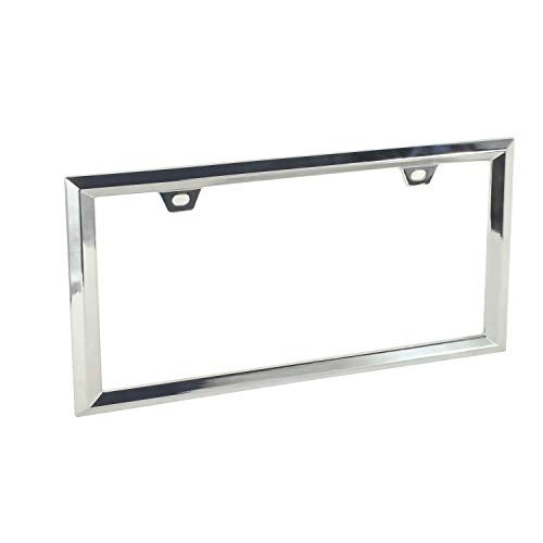 Creathome 3D Chrome License Plate Frames, Pure Zinc Alloy Metal with Triangle Patterne - Image 1