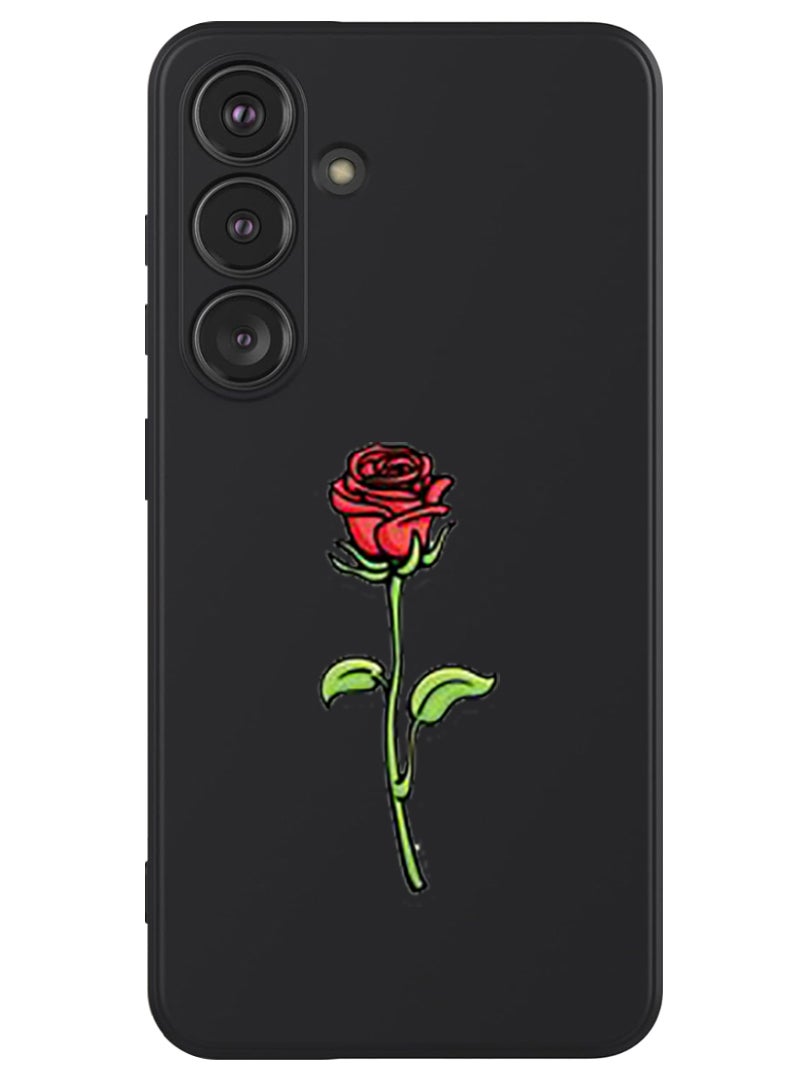 Theodor Protective Slim Fit Case Liquid Silicone Cover with Full Body Protection Anti-Scratch Shockproof Case For Samsung Galaxy S24 Plus (Black) - Rose - Image 1