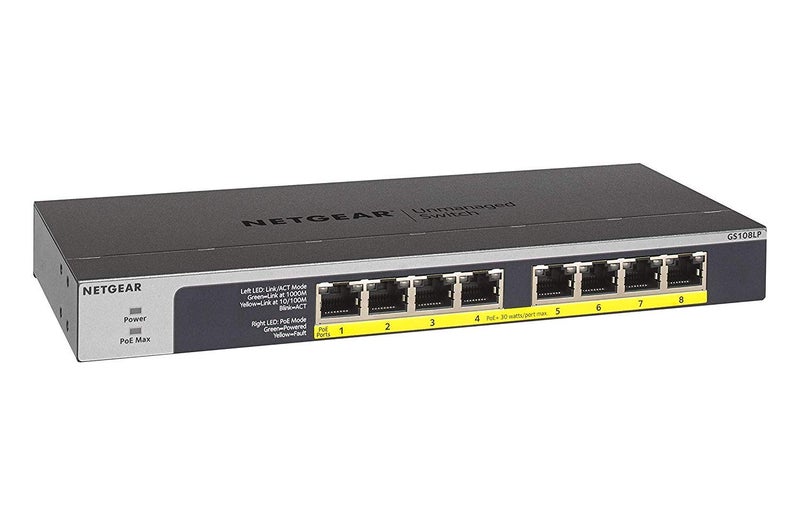 نت جير GS108LP Unmanaged Gigabit Ethernet (101001000) Power over Ethernet (PoE) 1U Black Grey Black - Image 1