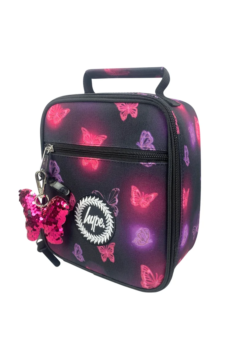 Just Hype HYPE Lunch Bag Insulated Pink & Purple Glow Butterfly