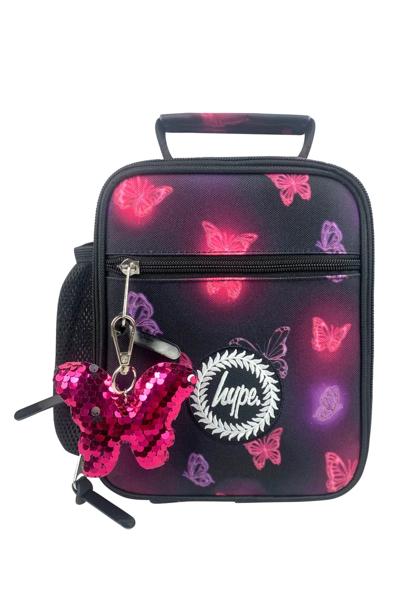 Just Hype HYPE Lunch Bag Insulated Pink & Purple Glow Butterfly
