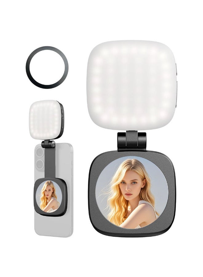 KADRAMA Magnetic Selfie Light, Built-in makeup mirror black,TikTok, Video Recording, Live Stream,Makeup, Camera, Laptop - Image 2
