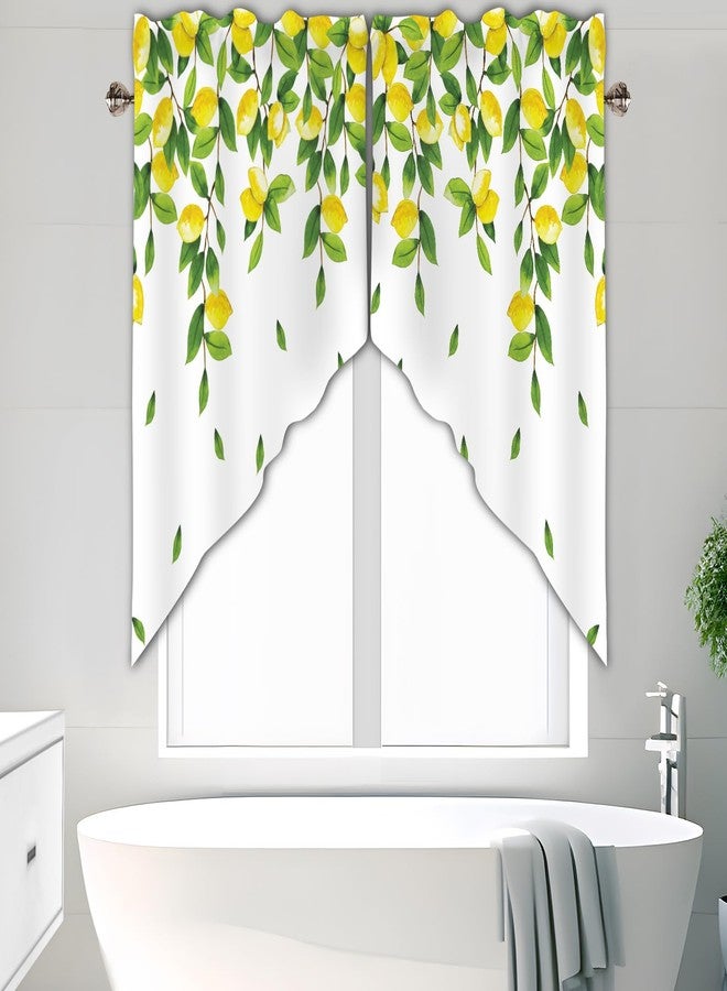 AYTTBIS Lemon Swag Curtain Valance for Windows,Yellow Green Window Treatments Short Swag Topper for Kitchen Windows Bathroom Bedroom,28 x 36 Inch - Image 3