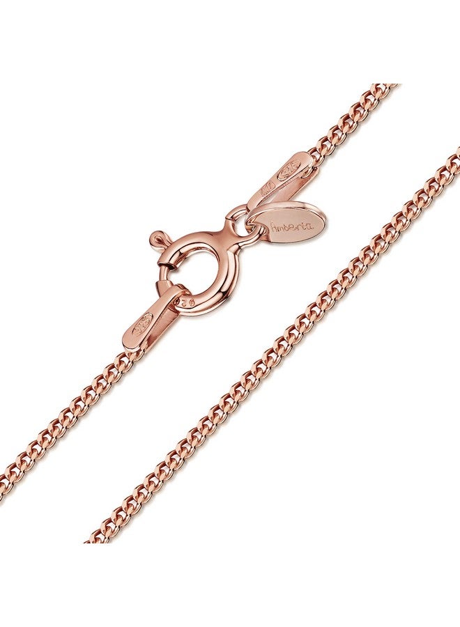 Amberta 14K Rose Gold Plated On 925 Sterling Silver 1.3 Mm Curb Chain Necklace Length 18" Inch / 45 Cm (18) - Image 1