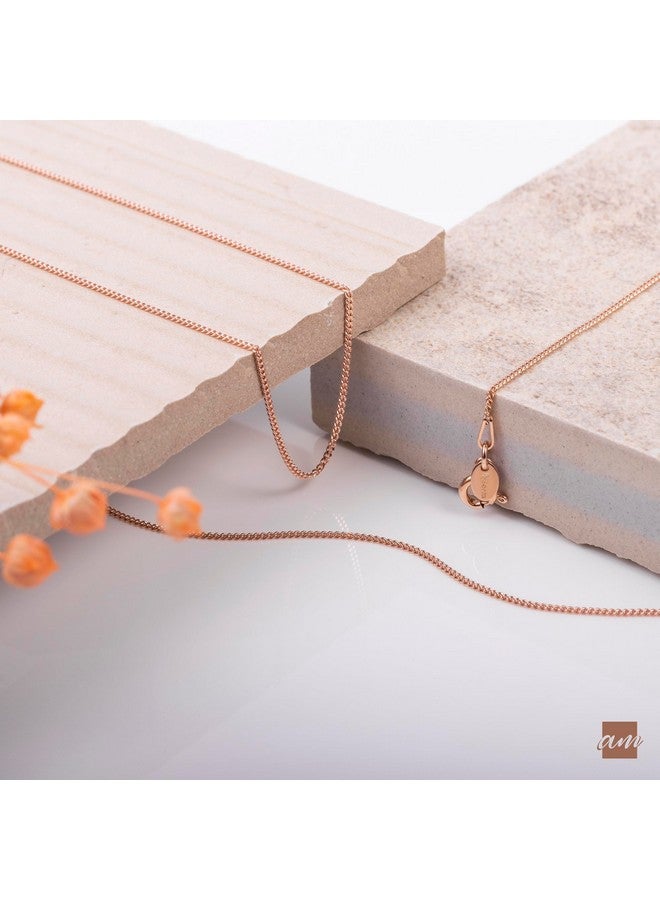 Amberta 14K Rose Gold Plated On 925 Sterling Silver 1.3 Mm Curb Chain Necklace Length 18" Inch / 45 Cm (18) - Image 3