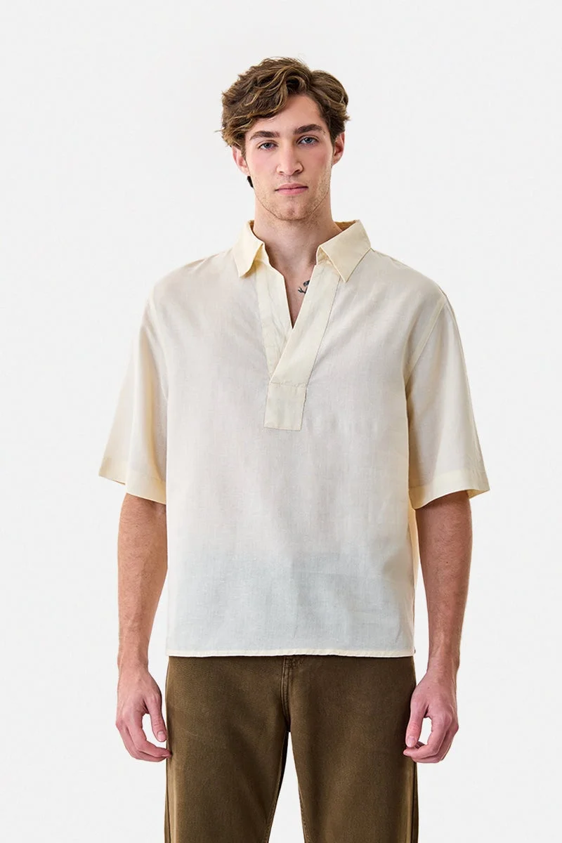 SNITCH Linen Blend Box Fit Popover Shirt