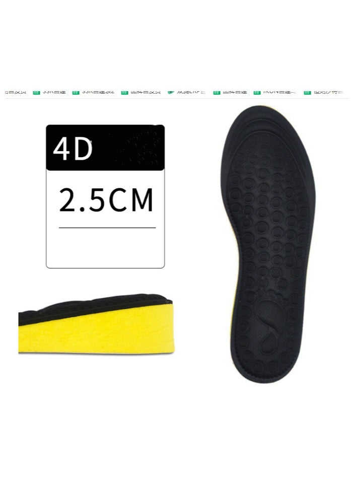 EBMINI New Anti Odor Sweat Absorbing Insole Increased Height Inside 2.5cm 