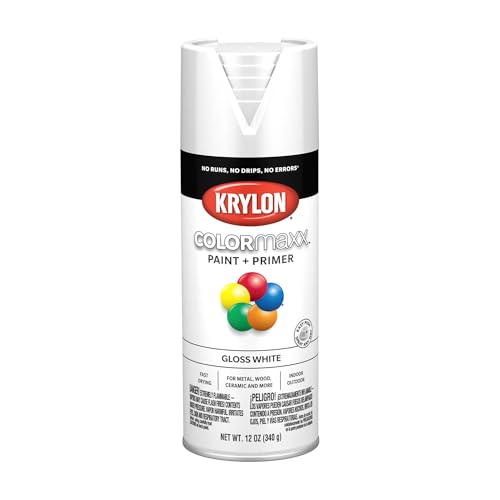Krylon K05545007 COLORmaxx Spray Paint and Primer for Indoor/Outdoor Use, Gloss White 12 Oz (Pack of 1) - Image 1