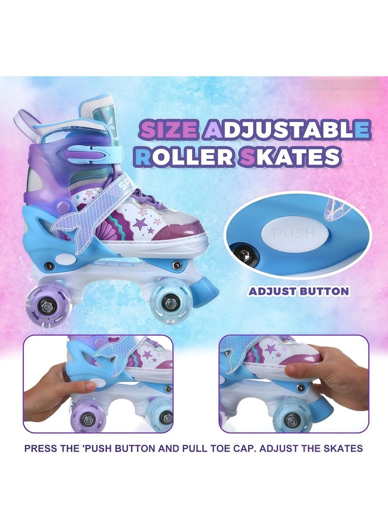EASY FUTURE Roller Skates for Boys Girls with Flashing Wheels Adjustable Size Double Row 4 Wheel Skates for Kids Including Protective Gear 2 Colors 2 Sizes to Choose NO.1303P - Image 4