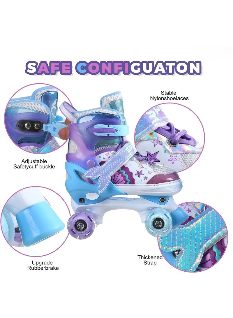 EASY FUTURE Roller Skates for Boys Girls with Flashing Wheels Adjustable Size Double Row 4 Wheel Skates for Kids Including Protective Gear 2 Colors 2 Sizes to Choose NO.1303P - Image 3
