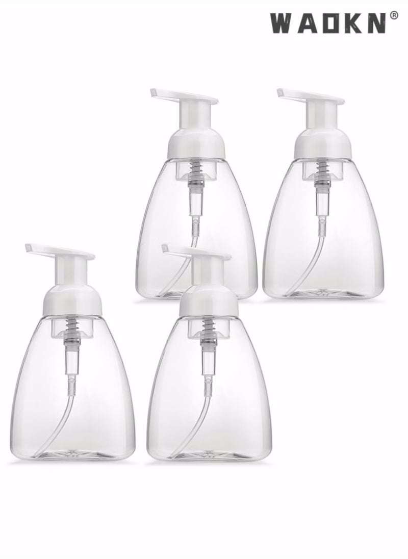WAOKN Foaming Soap Dispenser, 4 Pack Hand Soap Dispensers Refillable Plastic Foam Soap Dispenser Bottle, Oval with White Pumps Empty Plastic Liquid Soap Pump Bottles for Kitchen Bathroom  - Image 1