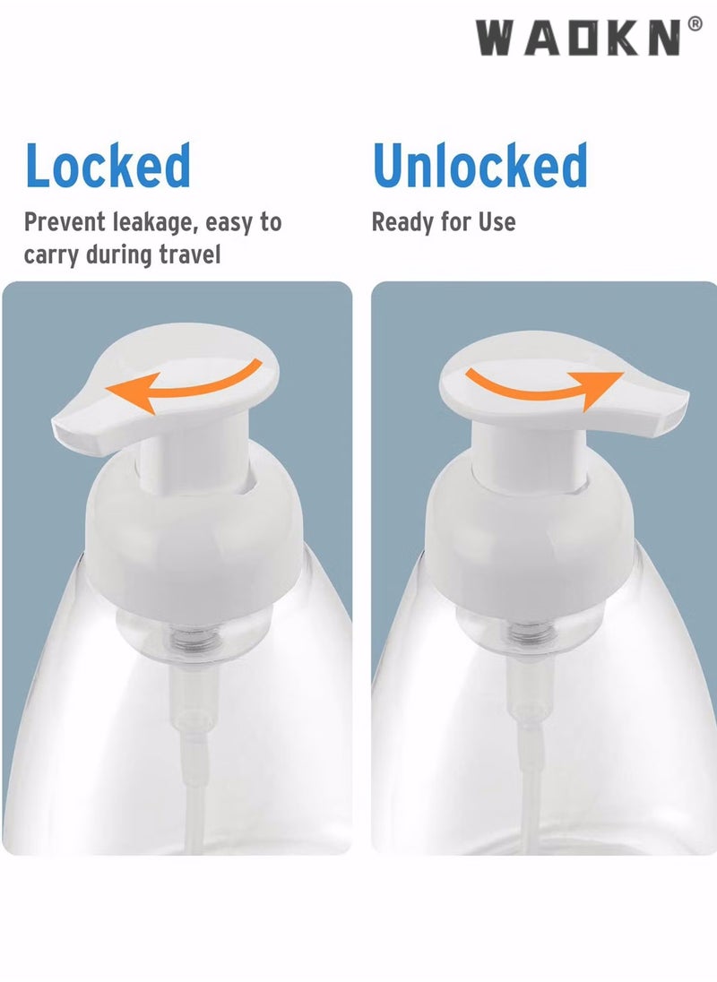 WAOKN Foaming Soap Dispenser, 4 Pack Hand Soap Dispensers Refillable Plastic Foam Soap Dispenser Bottle, Oval with White Pumps Empty Plastic Liquid Soap Pump Bottles for Kitchen Bathroom  - Image 4