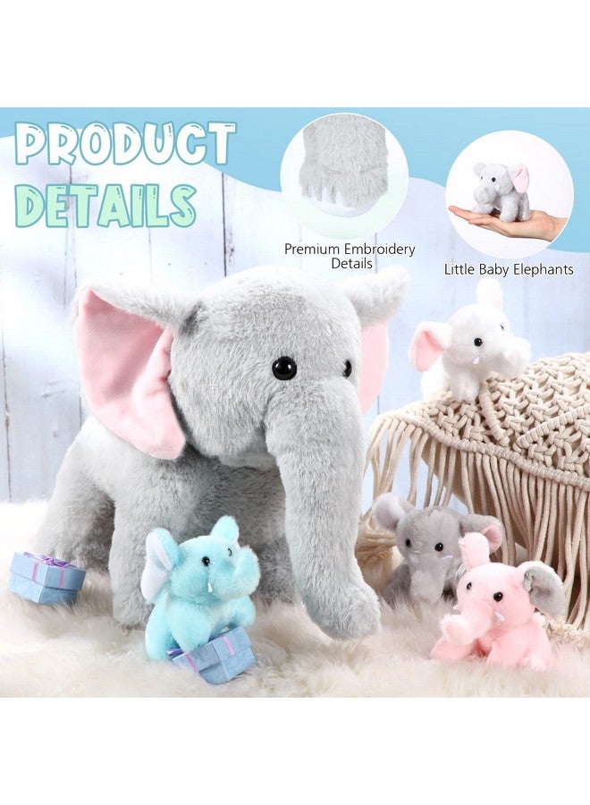 Skylety 5 Pcs Plush Elephant Stuffed Animals with Babies, Mommy Elephant with 4 Plush Baby Soft Elephants Animals Play Set for Party Supplies, Favors, Decorations, Stocking Stuffers(Multicolor) - Image 4