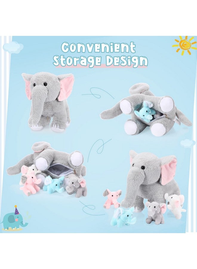Skylety 5 Pcs Plush Elephant Stuffed Animals with Babies, Mommy Elephant with 4 Plush Baby Soft Elephants Animals Play Set for Party Supplies, Favors, Decorations, Stocking Stuffers(Multicolor) - Image 3