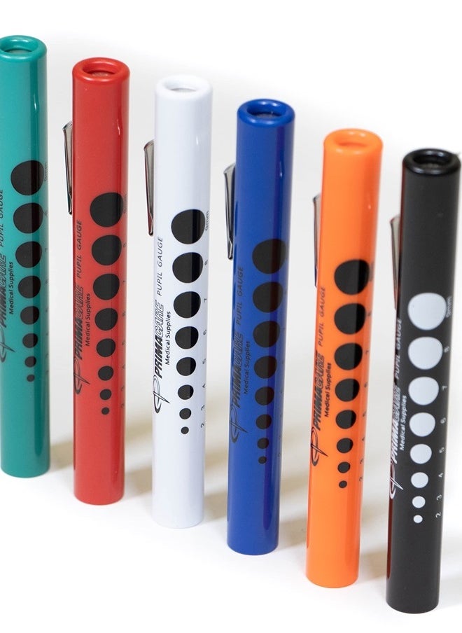 PRIMACARE DL-9224 Pack of 6 Disposable Diagnostic Penlight with Imprinted Pupil Gauge, Lightweight and Moulded Plastic Body Medical Pen Light for Nurse, Student, Doctors EMT, Multicolor  - Image 1