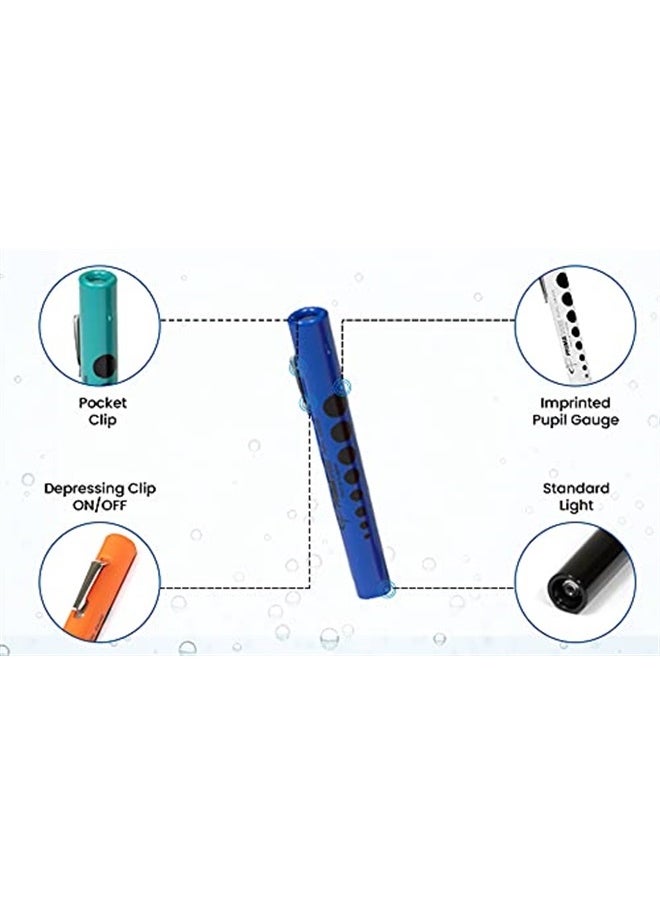 PRIMACARE DL-9224 Pack of 6 Disposable Diagnostic Penlight with Imprinted Pupil Gauge, Lightweight and Moulded Plastic Body Medical Pen Light for Nurse, Student, Doctors EMT, Multicolor  - Image 3