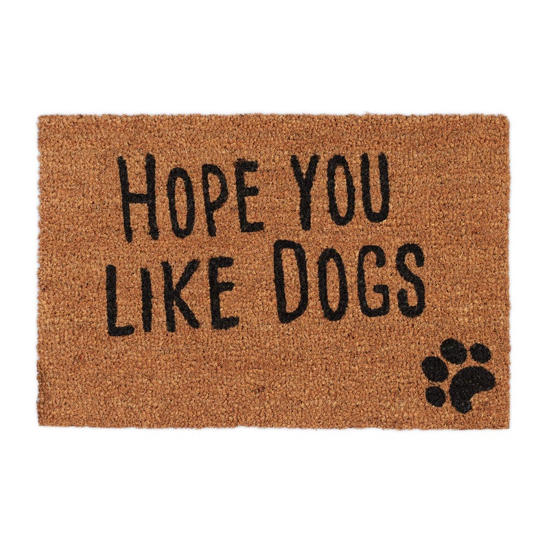 Relaxdays Doormat with Slogan Hope You Like Dogs Animal Theme Coconut Fibres Outdoors Indoors Welcome Mat 40x60cm Natural Coir Standard