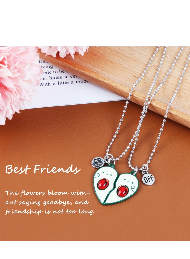 Avocado Necklace, Friendship Necklace for 2, BFF Necklace Pendant with Avocado Heart,  Magnet Attraction Good friend BFF Double Necklace, Cartoon necklace for kids  - Image 2