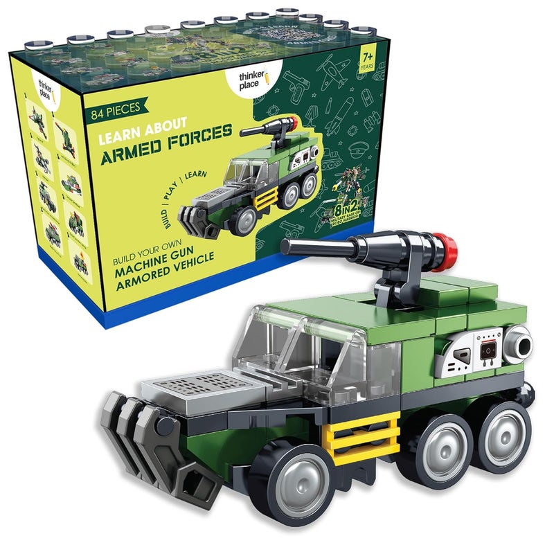 ThinkerPlace 8 in 2 Armored Corps - Machine Gun Armored Vehicle Educational Toy - Image 1