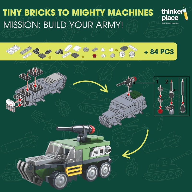 ThinkerPlace 8 in 2 Armored Corps - Machine Gun Armored Vehicle Educational Toy - Image 5
