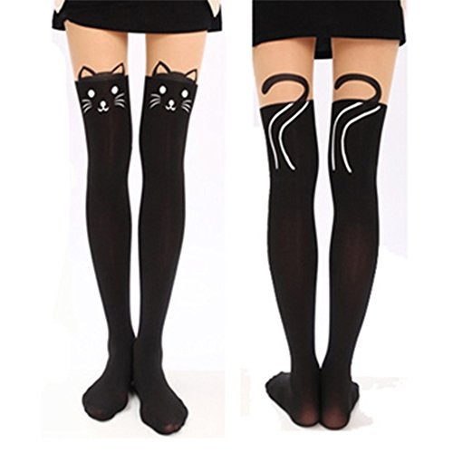 JCSMARTEC Cute Pantyhose Stockings,Cartoon Animal Cat Printing Semi Sheer Cosplay High Waist Socks Tights Legging (Cute Cat - 01) - Image 4