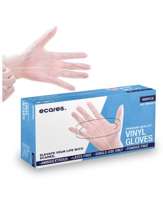 ECARES® Vinyl Gloves, Latex-Free, Powder-Free, Disposable, Durable and Non-Sterile, For Food Prep, Cleaning, Cooking & Multipurpose Use. Clear, Large Size. - pzsku/Z8B6E16AD38C08F44FD64Z/45/1750358178/10fb6c8a-ce7a-461d-b78c-77d18a8ff193