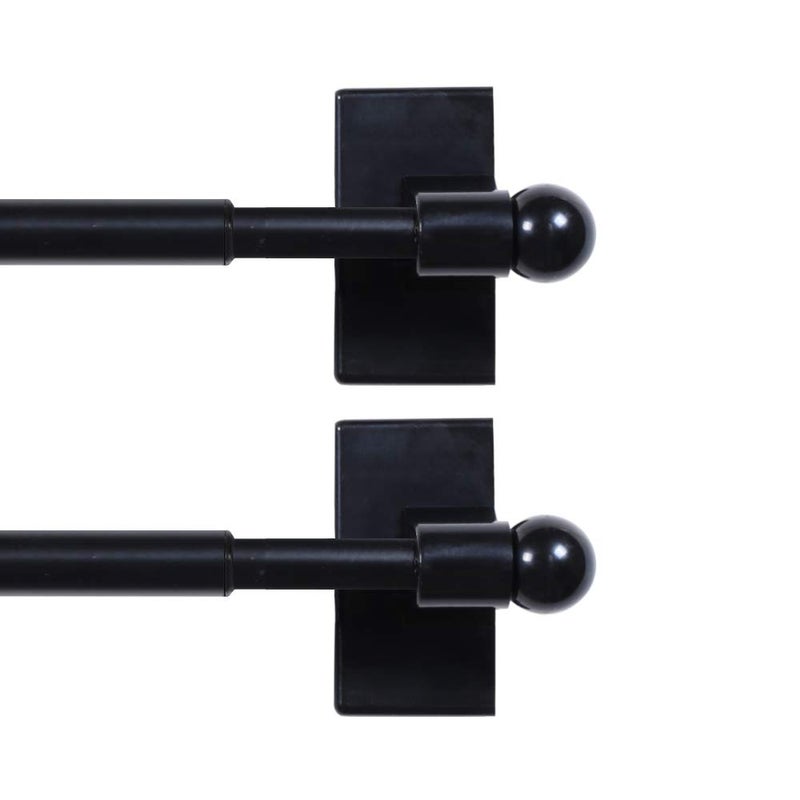 H.VERSAILTEX HVERSAILTEX 2 Pack Magnetic Curtain Rods for Metal Doors Top and Bottom MultiUse Adjustable Appliances for Iron and Steel Place Petite Ball Ends 16 to 28 Inch 12 Inch Diameter Black - Image 1