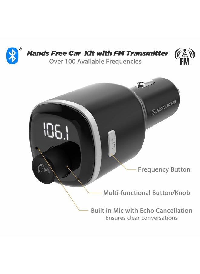 Scosche - BTFM4 BTFREQ Universal Bluetooth Handsfree Car Kit with FM Transmitter and Dual USB Ports, Black - Image 1