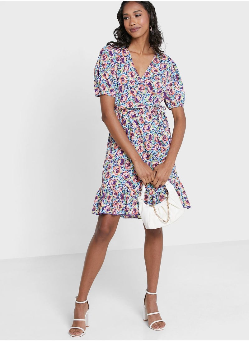Jacqueline de Yong - Floral Print Ruffle Detail Dress - Image 1