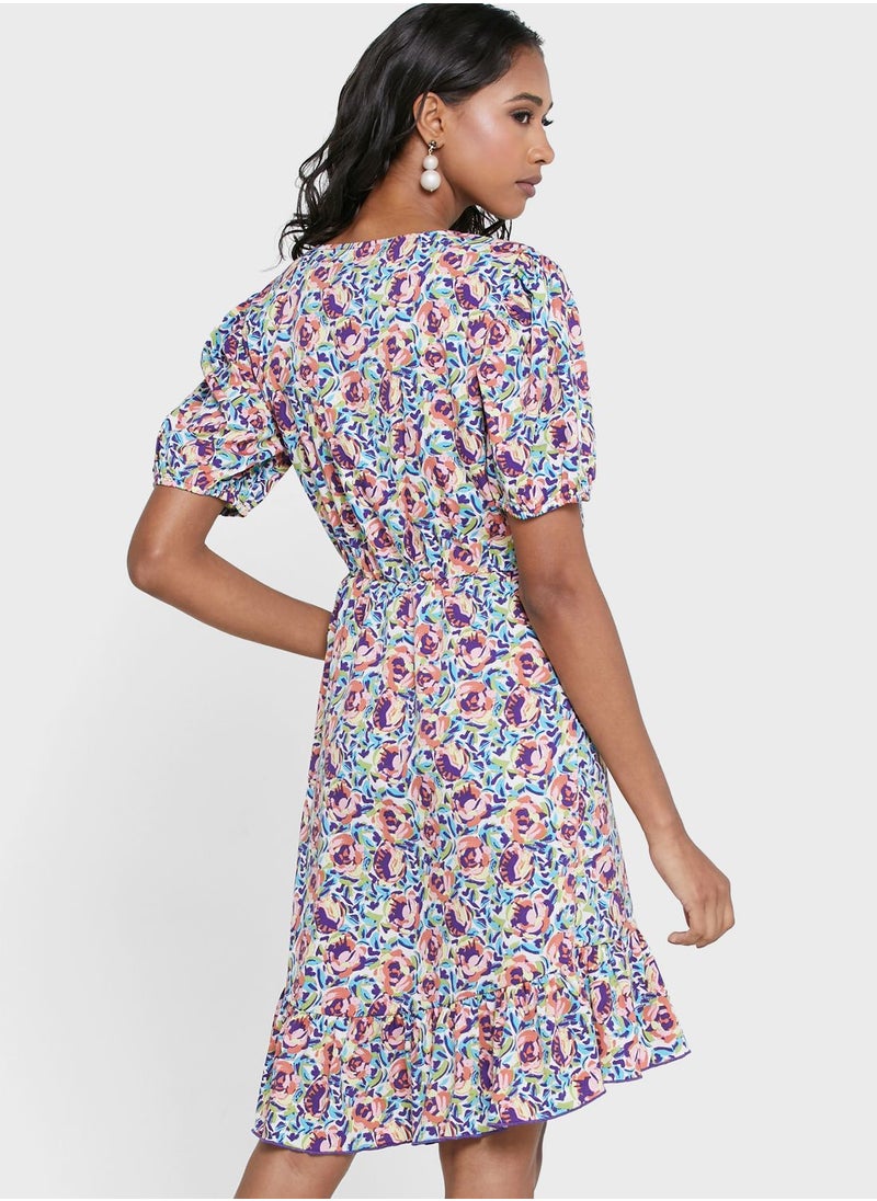 Jacqueline de Yong - Floral Print Ruffle Detail Dress - Image 1