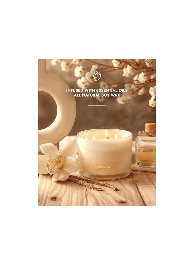 The Bros Luxury Vanilla Soy Candles | Large 3 Wick Jar Candle | Up to 50 Hours Burning Time | 100% Natural Soy Wax | Relaxing Aromatherapy Aesthetic Candle | Housewarming Gift for Men and Women - Image 2