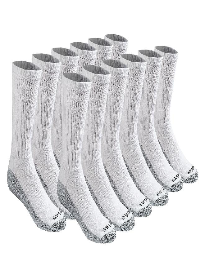 Dickies Dickies Men's Dri-tech Moisture Control Crew Socks Multipack, White (12 Pairs), Shoe Size: 6-12  - Image 1